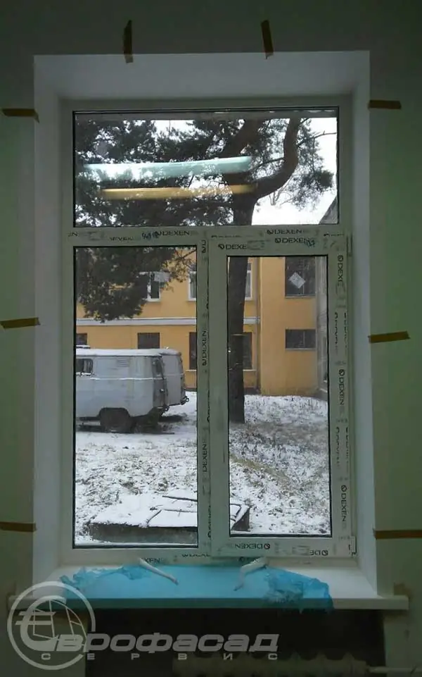Установленное пластиковое окно из профиля DEXEN вместе с откосами - г. Минск, ул. Геологическая